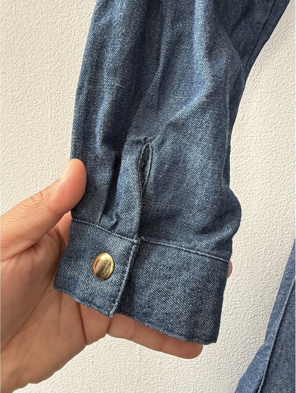 Vintage 80s Rafael Gold Star Studded Denim Maxi Dress 100% Cotton Western Small - Picture 8 of 9